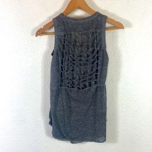 Euc Chaser grey sleeveless cage knotted back tee xs